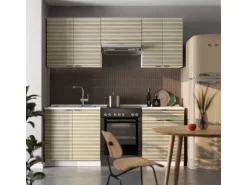 Vicco Fame-Line Küchenzeile Eiche Paneel/Weiß 200 cm ohne Arbeitsplatte ohne E-Geräte