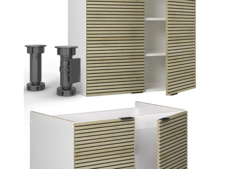 Vicco Fame-Line Küchenzeile Eiche Paneel/Weiß 200 cm ohne Arbeitsplatte ohne E-Geräte