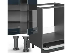 Vicco Fame-Line Küchenzeile Dunkelblau Hochglanz/Anthrazit 300 cm AP Anthrazit ohne E-Geräte