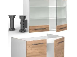 Vicco Fame-Line Küchenzeile Goldkraft Eiche/Weiß 200 cm AP Eiche ohne E-Geräte