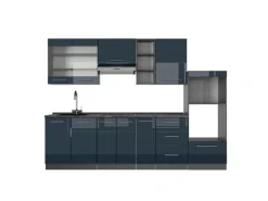 Vicco Fame-Line Küchenzeile Dunkelblau Hochglanz/Anthrazit 280 cm ohne Arbeitsplatte ohne E-Geräte