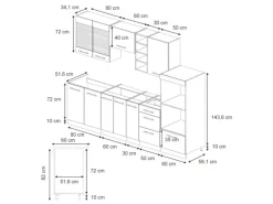 Vicco Fame-Line Küchenzeile Dunkelblau Hochglanz/Anthrazit 280 cm ohne Arbeitsplatte ohne E-Geräte