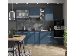 Vicco Fame-Line Küchenzeile Dunkelblau Hochglanz/Anthrazit 280 cm ohne Arbeitsplatte ohne E-Geräte