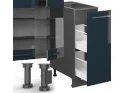 Vicco Fame-Line Küchenzeile Dunkelblau Hochglanz/Anthrazit 280 cm ohne Arbeitsplatte ohne E-Geräte
