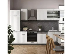 Vicco Fame-Line Küchenzeile Weiß Landhaus/Anthrazit 300 cm ohne Arbeitsplatte ohne E-Geräte