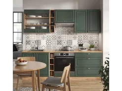 Vicco Fame-Line Küchenzeile Grün-Gold Landhaus/Goldkraft Eiche 235 cm AP Marmor ohne E-Geräte