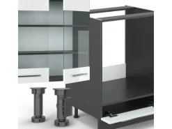 Vicco Fame-Line Küchenzeile Weiß Hochglanz/Anthrazit 300 cm AP Marmor ohne E-Geräte