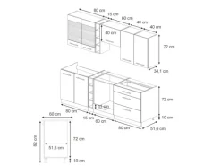 Vicco Fame-Line Küchenzeile Dunkelblau Hochglanz/Goldkraft Eiche 235 cm ohne Arbeitsplatte ohne E-Geräte