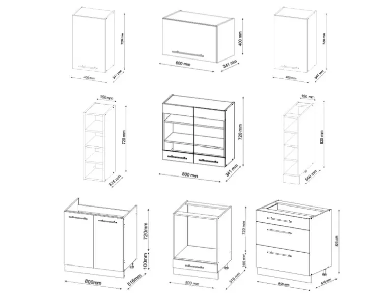 Vicco Fame-Line Küchenzeile Goldkraft Eiche/Weiß 235 cm AP Anthrazit ohne E-Geräte