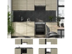 Vicco Fame-Line Küchenzeile Eiche Paneel/Anthrazit 235 cm AP Anthrazit ohne E-Geräte