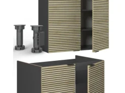 Vicco Fame-Line Küchenzeile Eiche Paneel/Anthrazit 235 cm AP Anthrazit ohne E-Geräte