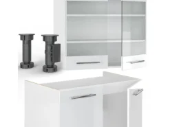 Vicco Fame-Line Küchenzeile Weiß Hochglanz/Weiß 235 cm ohne Arbeitsplatte ohne E-Geräte
