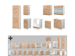 Vicco Fame-Line Küchenzeile Goldkraft Eiche/Weiß 300 cm ohne Arbeitsplatte ohne E-Geräte