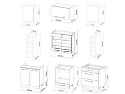 Vicco Fame-Line Küchenzeile Anthrazit Landhaus/Goldkraft Eiche 235 cm ohne Arbeitsplatte ohne E-Geräte