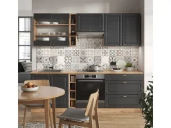 Vicco Fame-Line Küchenzeile Anthrazit Landhaus/Goldkraft Eiche 235 cm ohne Arbeitsplatte ohne E-Geräte