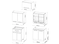 Vicco Fame-Line Küchenzeile Anthrazit Landhaus/Goldkraft Eiche 200 cm AP Anthrazit ohne E-Geräte