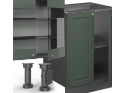 Vicco Fame-Line Küchenzeile Grün-Gold Landhaus/Anthrazit 300 cm mit HochschrankAP Marmor ohne E-Geräte