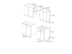 Vicco Fame-Line Küchenzeile Eiche Paneel/Goldkraft Eiche 200 cm ohne Arbeitsplatte ohne E-Geräte
