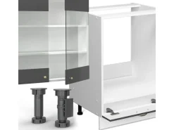 Vicco Fame-Line Küchenzeile Anthrazit-Gold/Weiß 355 cm AP Eiche ohne E-Geräte