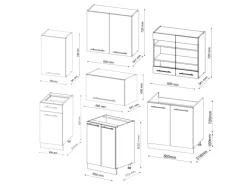 Vicco Fame-Line Küchenzeile Goldkraft Eiche/Anthrazit 240 cm AP Marmor ohne E-Geräte