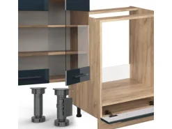 Vicco Fame-Line Küchenzeile Dunkelblau Hochglanz/Goldkraft Eiche 300 cm ohne Arbeitsplatte ohne E-Geräte