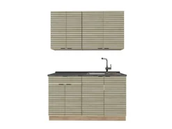 Vicco Fame-Line Singleküche Eiche Paneel/Goldkraft Eiche 140 cm AP Anthrazit ohne E-Geräte