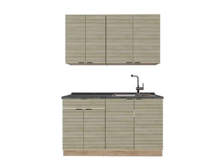 Vicco Fame-Line Singleküche Eiche Paneel/Goldkraft Eiche 140 cm AP Anthrazit ohne E-Geräte