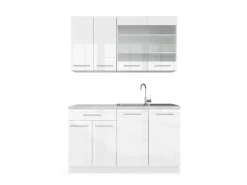Vicco Fame-Line Singleküche Weiß 140 cm ohne Arbeitsplatte ohne E-Geräte