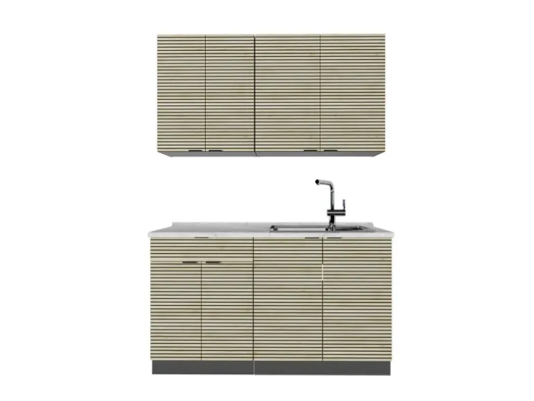 Vicco Fame-Line Singleküche Eiche Paneel/Anthrazit 140 cm AP Marmor ohne E-Geräte