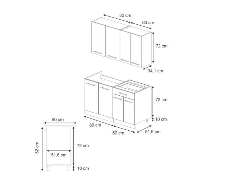 Vicco Fame-Line Singleküche Eiche Paneel/Anthrazit 140 cm AP Marmor ohne E-Geräte