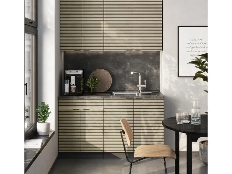 Vicco Fame-Line Singleküche Eiche Paneel/Anthrazit 140 cm AP Marmor ohne E-Geräte