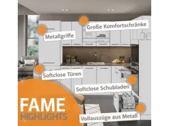 Vicco Fame-Line Singleküche Goldkraft Eiche/Weiß 140 cm AP Eiche ohne E-Geräte