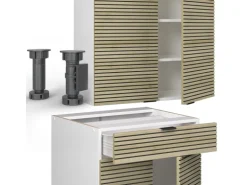 Vicco Fame-Line Singleküche Eiche Paneel/Weiß 140 cm ohne Arbeitsplatte ohne E-Geräte