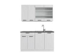 Vicco Fame-Line Singleküche Weiß Landhaus/Weiß 140 cm AP Anthrazit ohne E-Geräte