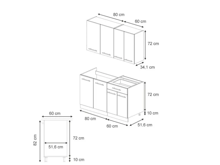 Vicco Fame-Line Singleküche Eiche Paneel/Goldkraft Eiche 140 cm AP Marmor ohne E-Geräte