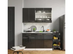 Vicco Fame-Line Singleküche Anthrazit 140 cm ohne Arbeitsplatte ohne E-Geräte