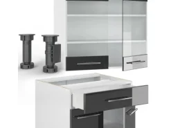 Vicco Fame-Line Singleküche Anthrazit 140 cm ohne Arbeitsplatte ohne E-Geräte