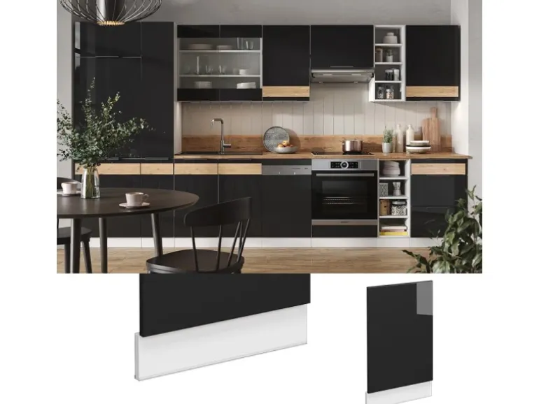Vicco Frontblende Fame-Line Schwarz Eiche hochglanz/Weiß 45 cm AP Anthrazit