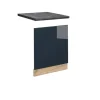Vicco Frontblende Fame-Line Geschirrspüler Fronttür Dunkelblau Hochglanz 60 cm AP Anthrazit mit Goldkraft Eiche Korpus
