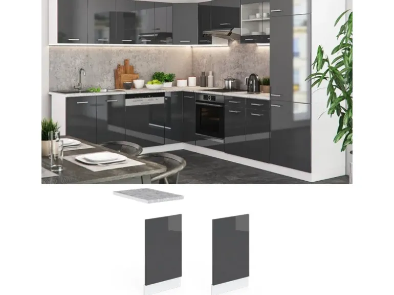Vicco Frontblende R-Line Anthrazit Hochglanz/Weiß 45 cm ohne Arbeitsplatte