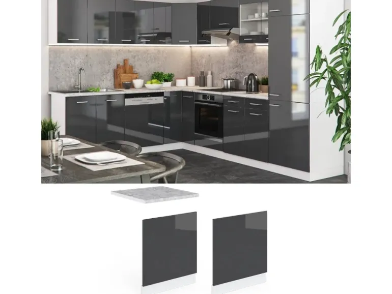 Vicco Frontblende R-Line Anthrazit Hochglanz/Weiß 60 cm ohne Arbeitsplatte