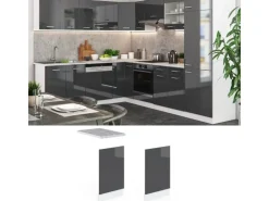 Vicco Frontblende R-Line Geschirrspüler Fronttür Anthrazit Hochglanz/Weiß 45 cm AP Eiche