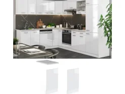 Vicco Frontblende R-Line Geschirrspüler Fronttür Weiß Hochglanz/Weiß 45 cm AP Marmor