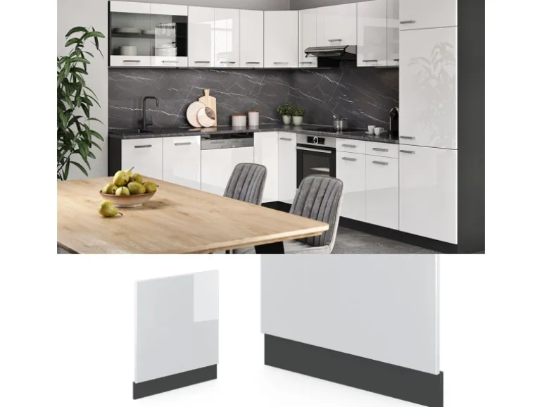 Vicco Frontblende R-Line Weiß Hochglanz/Anthrazit 60 cm ohne Arbeitsplatte