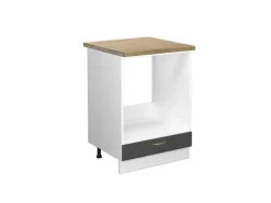 Vicco Herdumbauschrank Fame-Line Herdschrank Anthrazit-Gold/Weiß 60 cm AP Eiche
