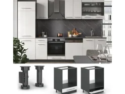 Vicco Herdumbauschrank Fame-Line Weiß Hochglanz/Anthrazit 60 cm ohne Arbeitsplatte