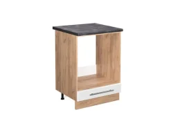 Vicco Herdumbauschrank Fame-Line Weiß Hochglanz/Goldkraft Eiche 60 cm AP Anthrazit