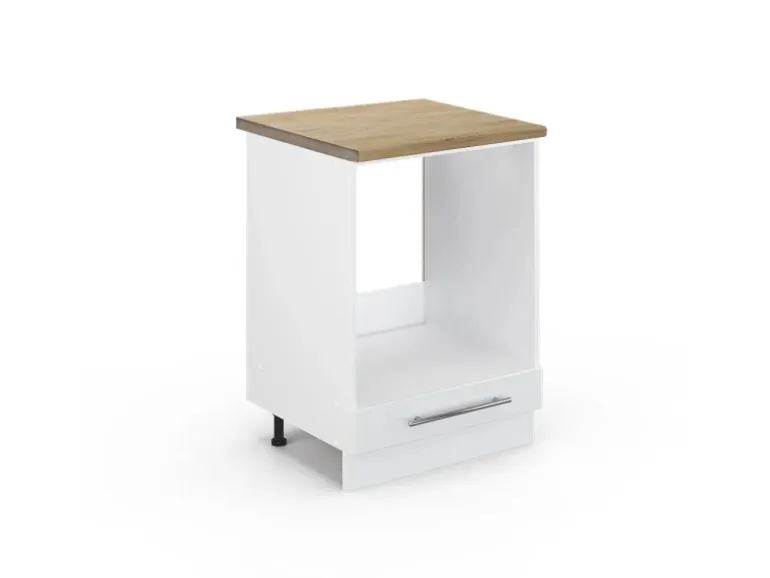 Vicco Herdumbauschrank Fame-Line Herdschrank Weiß Hochglanz/Weiß 60 cm AP Eiche