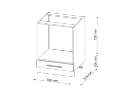 Vicco Herdumbauschrank Fame-Line Anthrazit-Gold/Weiß 60 cm ohne Arbeitsplatte