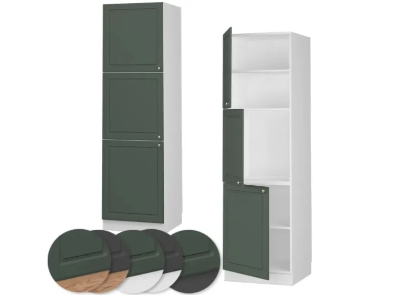 Vicco Herdumbauschrank Fame-Line Herdschrank Grün-Gold Landhaus/Weiß 60 cm